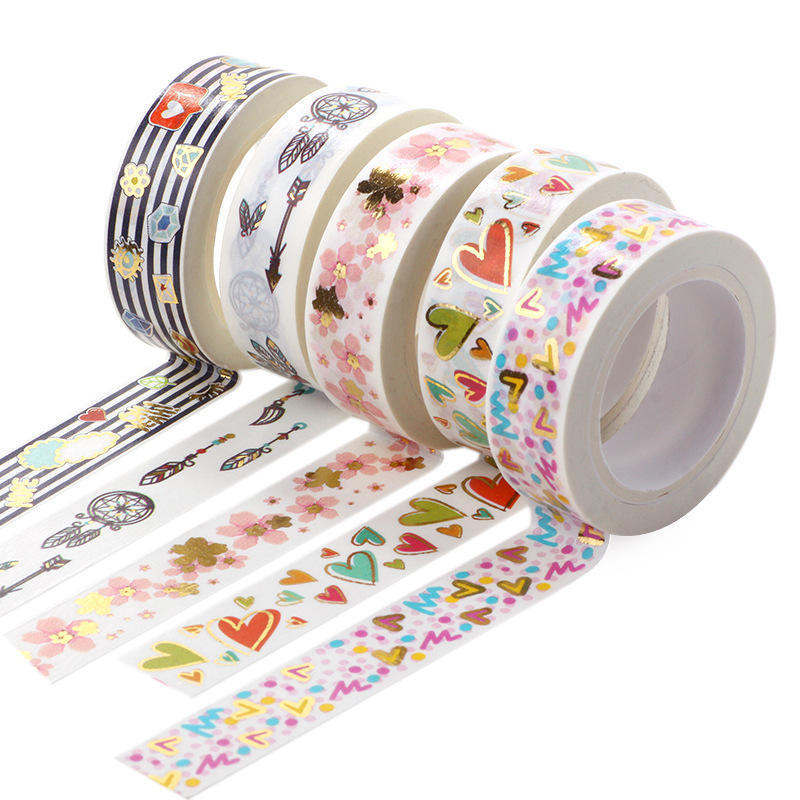 CMYK Wholesale Custom Washi Tape Printed Colorful Masking Gold Foil Logo Kawaii Paper Washi Tape