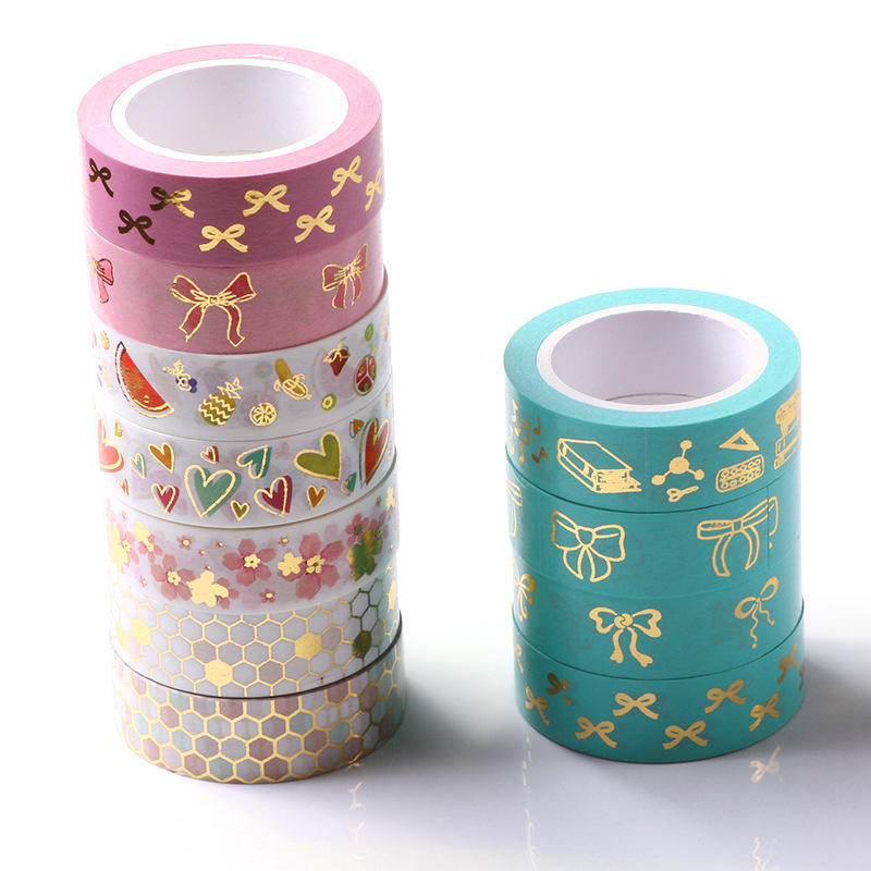 CMYK Wholesale Custom Washi Tape Printed Colorful Masking Gold Foil Logo Kawaii Paper Washi Tape