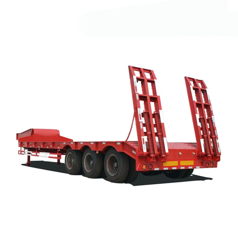 3 Axle Lowbed Lowboy Semi Trailer 40ft Low Bed Trailer Dimensions 60tons Lowbed Trailer