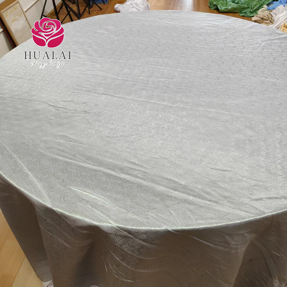 luxury cheap polyester 60 inch round fabric floral macrame table clothes roll for weddings decorations restaurant linen table