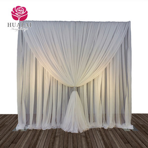 custom white chiffon frame backdrop curtain drape panel for wedding banquet party stage decoration