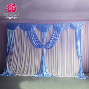 elegant custom blue background curtain fabric for stage wedding party birthday events decoration supplies