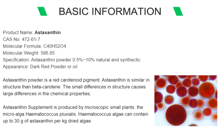 Natural Red Algae Haematococcus Pluvialis Bulk Astaxanthin Powder Food Grade 2%