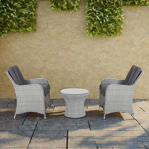 HomeCome 2 Chairs Round Table Patio Garden Outdoor Furniture Set Rattan Bistro Set