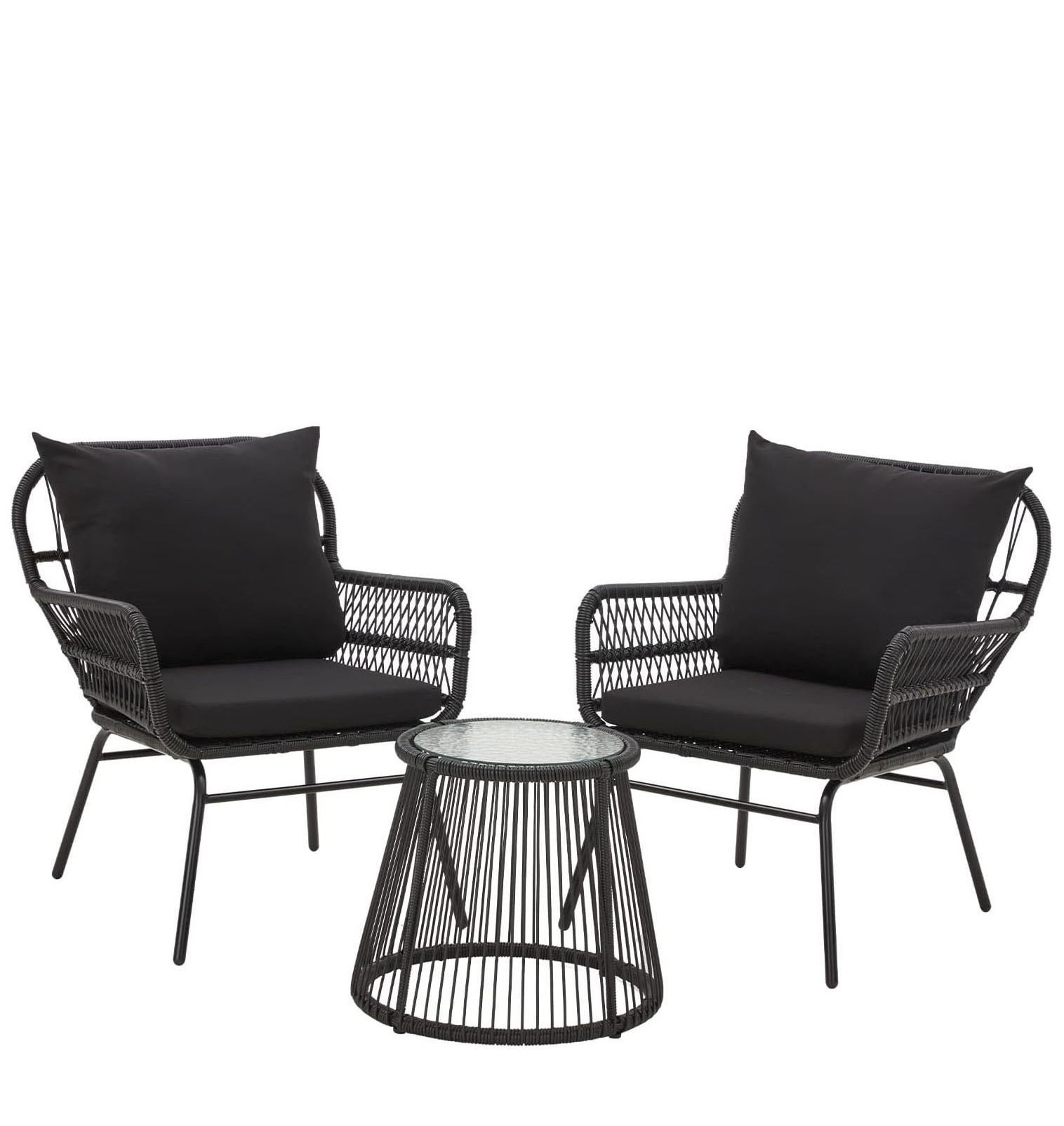 Homecome Modern Design 3 Pieces Patio Furniture Set Wicker Garden Furniture Rattan Outdoor Furniture Set for backyard bistro