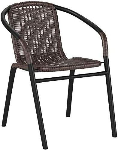 Indoor/Outdoor Stackable Dining Chairs Stacking Rattan Bistro Chairs for Patio Restaurant & Garden Sets