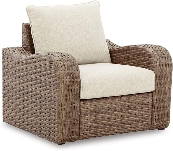 Homecome Outdoor Modern Single Rattan Chair Sectional Wicker Patio Chair Recliner Sofa Furniture with Cushion