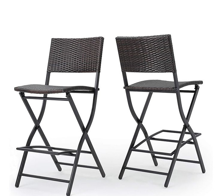 Homecome Wholesale Factory Outdoor  Rattan Bar Stool Wicker Folding Recliner Chair for patio garden yard