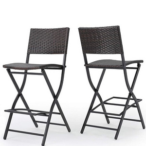 Homecome Wholesale Factory Outdoor  Rattan Bar Stool Wicker Folding Recliner Chair for patio garden yard