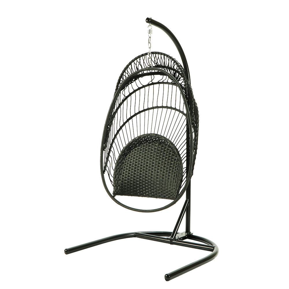 Modern Relaxing Rocking Hanging Egg Chair PE Rattan Foldable Hammocks Wicker Patio Swings With Stand