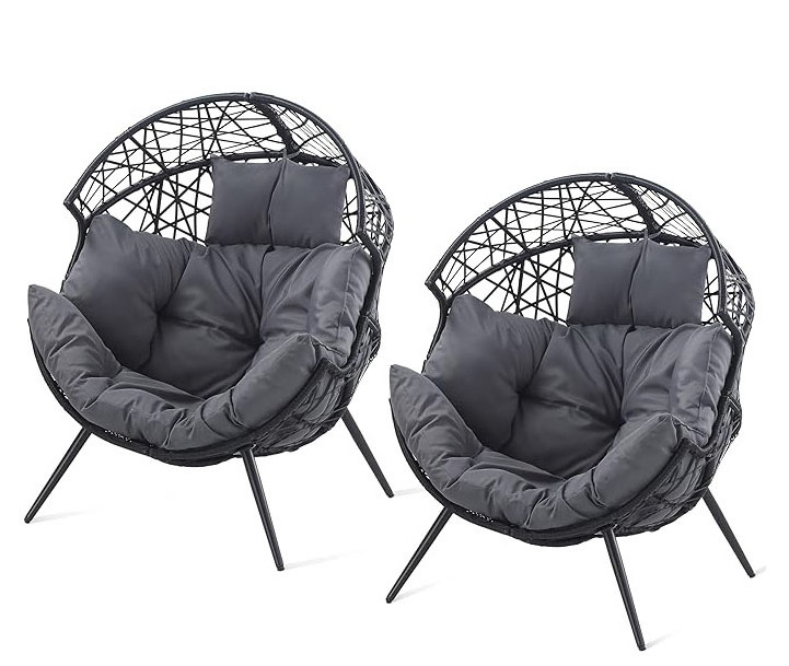 HOMECOME Patio Furniture Rattan Wicker Oversize Outdoor Egg Basket Lounger Chair Garden Sofa Outdoor Furniture