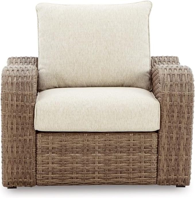 Homecome Outdoor Modern Single Rattan Chair Sectional Wicker Patio Chair Recliner Sofa Furniture with Cushion