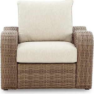 Homecome Outdoor Modern Single Rattan Chair Sectional Wicker Patio Chair Recliner Sofa Furniture with Cushion