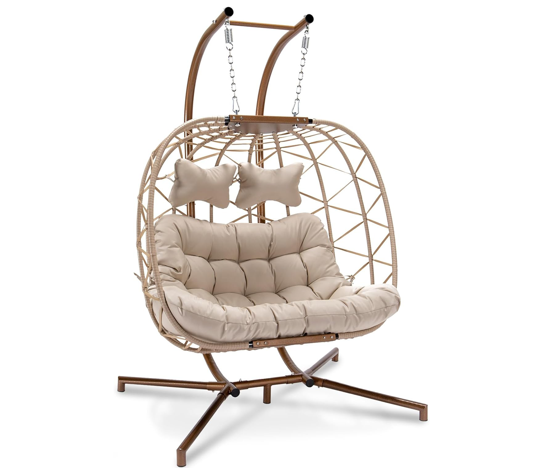 Luxury 2 Person Wicker Swing Double Egg Chair with Stand ,outdoor garden furniture,egg chair swing