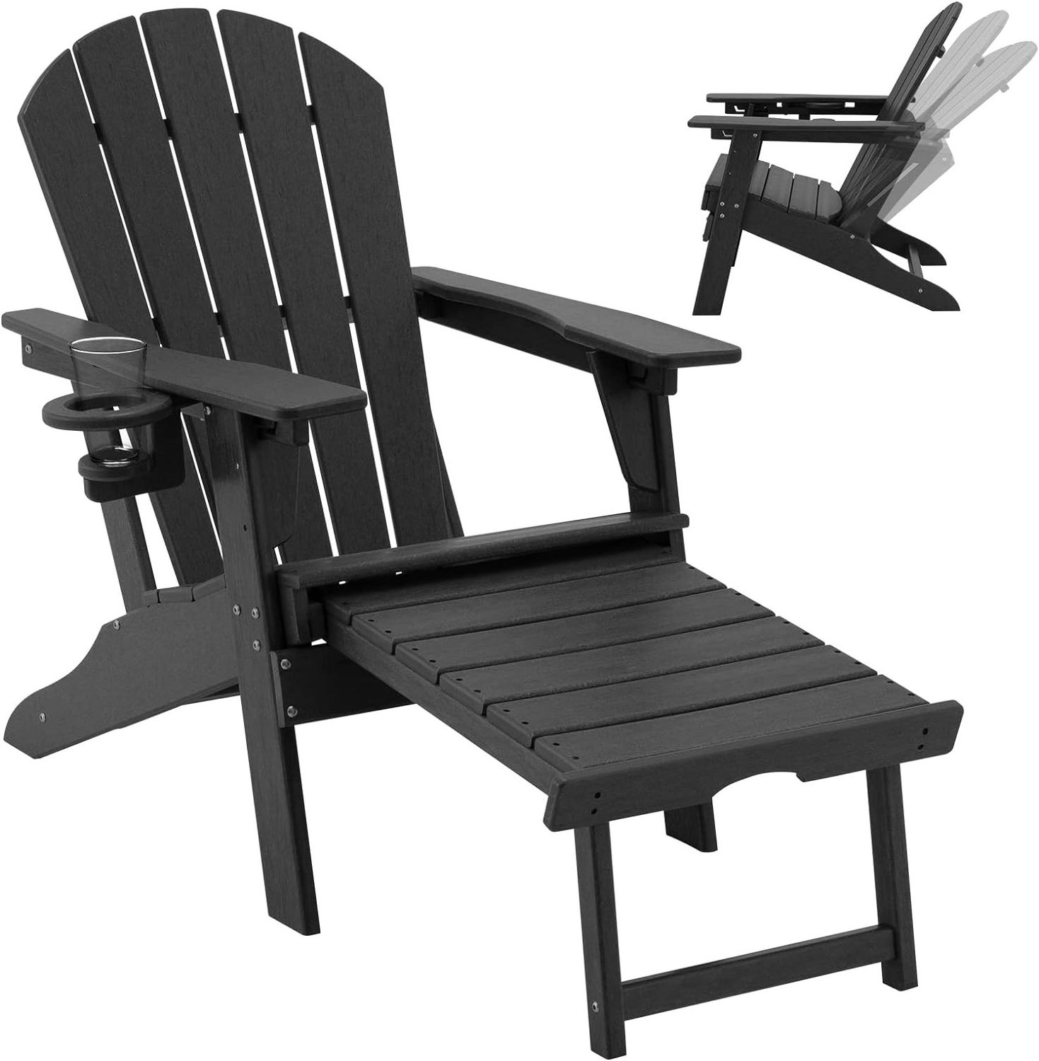 High Quality All Weather Recliner Adirondack Chair Outdoor Furniture With Hidden Ottoman