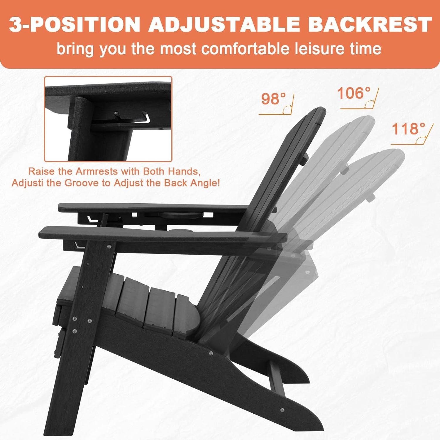 High Quality All Weather Recliner Adirondack Chair Outdoor Furniture With Hidden Ottoman