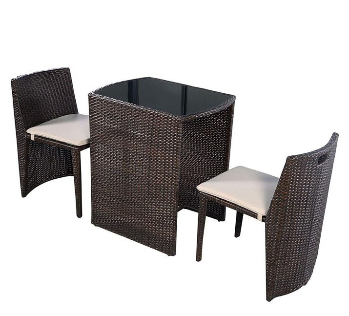 HOMECOME Modern Wholesale Wicker Rattan Outdoor Space Saving Furniture Outdoor Bistro Set Outdoor Furniture Set