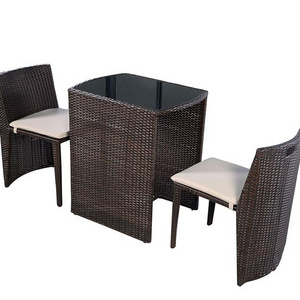 HOMECOME Modern Wholesale Wicker Rattan Outdoor Space Saving Furniture Outdoor Bistro Set Outdoor Furniture Set