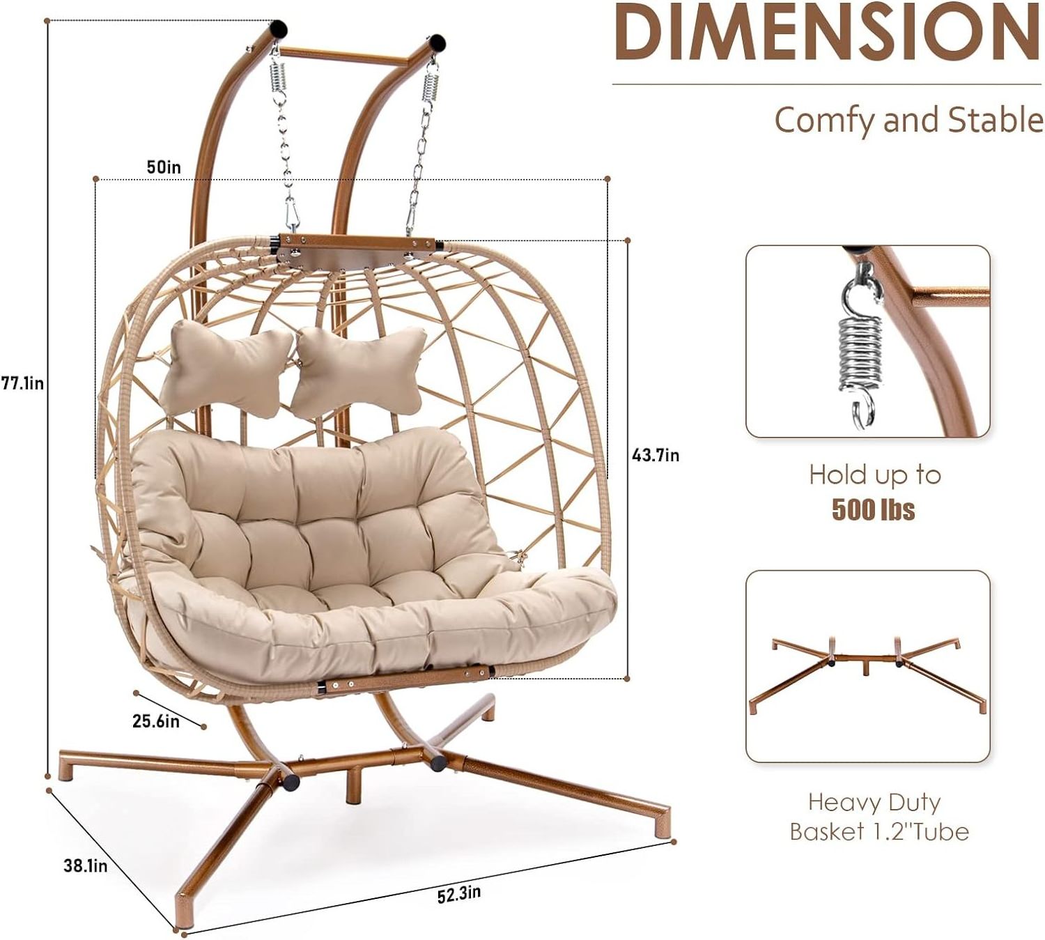 Luxury 2 Person Wicker Swing Double Egg Chair with Stand ,outdoor garden furniture,egg chair swing