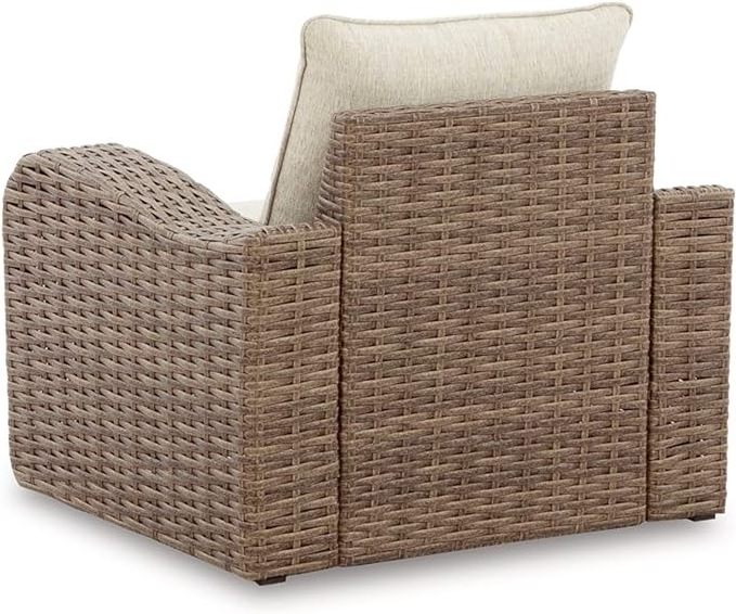 Homecome Outdoor Modern Single Rattan Chair Sectional Wicker Patio Chair Recliner Sofa Furniture with Cushion