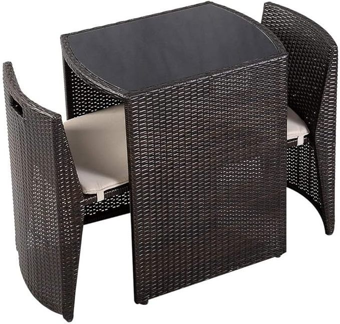 HOMECOME Modern Wholesale Wicker Rattan Outdoor Space Saving Furniture Outdoor Bistro Set Outdoor Furniture Set