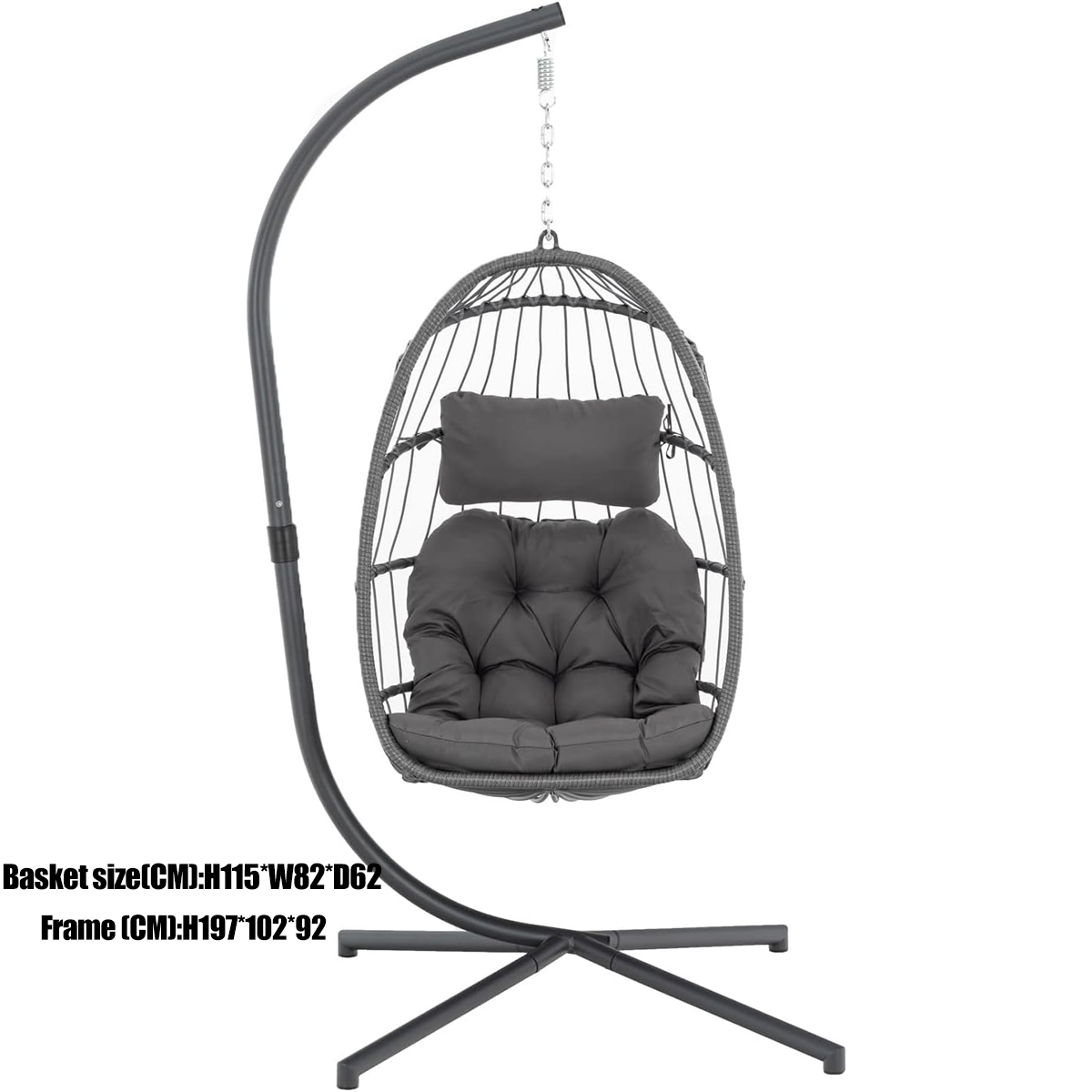 HOMECOME Outdoor Furniture Garden Hammock Swing Wicker Rattan Chair with Stand ,Basket Folding Hanging Egg Chair