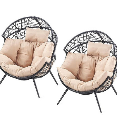 HOMECOME Patio Furniture Rattan Wicker Oversize Outdoor Egg Basket Lounger Chair Garden Sofa Outdoor Furniture