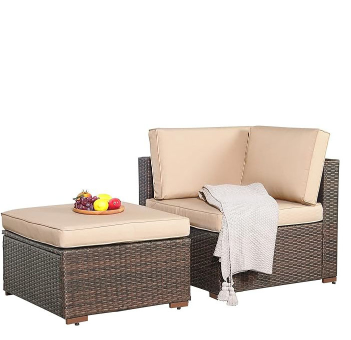 Homecome Sectional Couch Rattan Wicker Pool Lounger Outdoor Patio Sofa Outdoor Garden Furniture for Backyard lawn