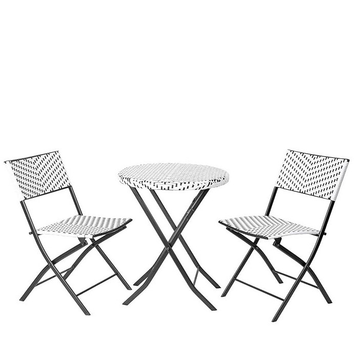 Homecome Factory Wholesale Rattan Wicker Folding Chair And Table Outdoor Bistro Set For Courtyard Backyard Patio Garden