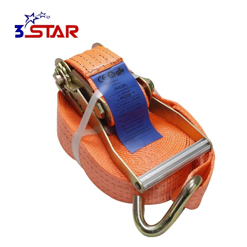 2inch 50mm 4000-5000kgs Tire Tie Down Tie-down Ratchet Cargo Lashing Belt Ratchet Tie Down Straps With Double J Hooks