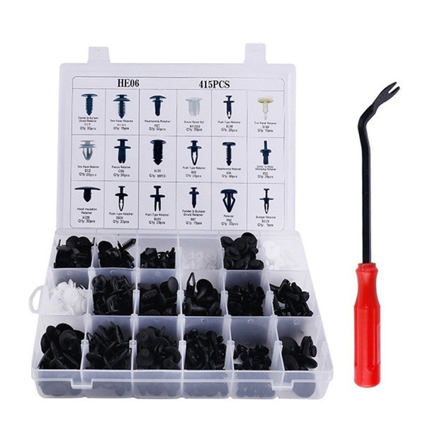 500 Pcs Car Body Push Pin Rivet Fastener Trim Moulding Clip with Screwdriver Removal Tool