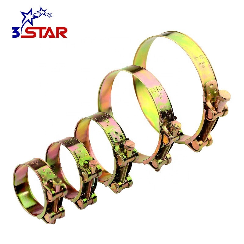 Zinc-plated iron Factory Customized T-Bolt Hose Clamp Heavy Duty Adjustable Tube Clamps