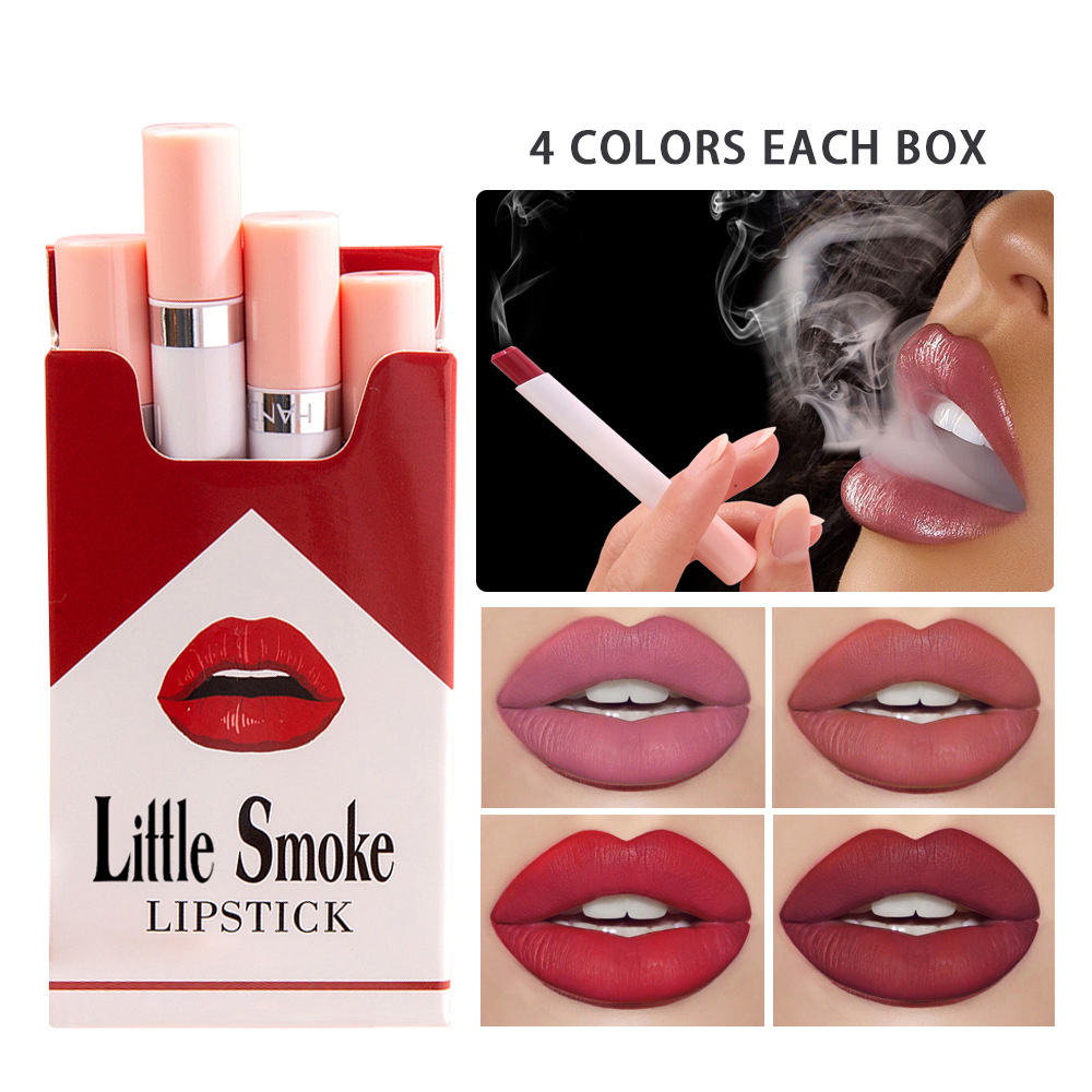 HM53 HANDAIYAN 4pcs/Set Cigarette Tube Matte Velvet Long Lasting Waterproof Moisturizing Lipstick