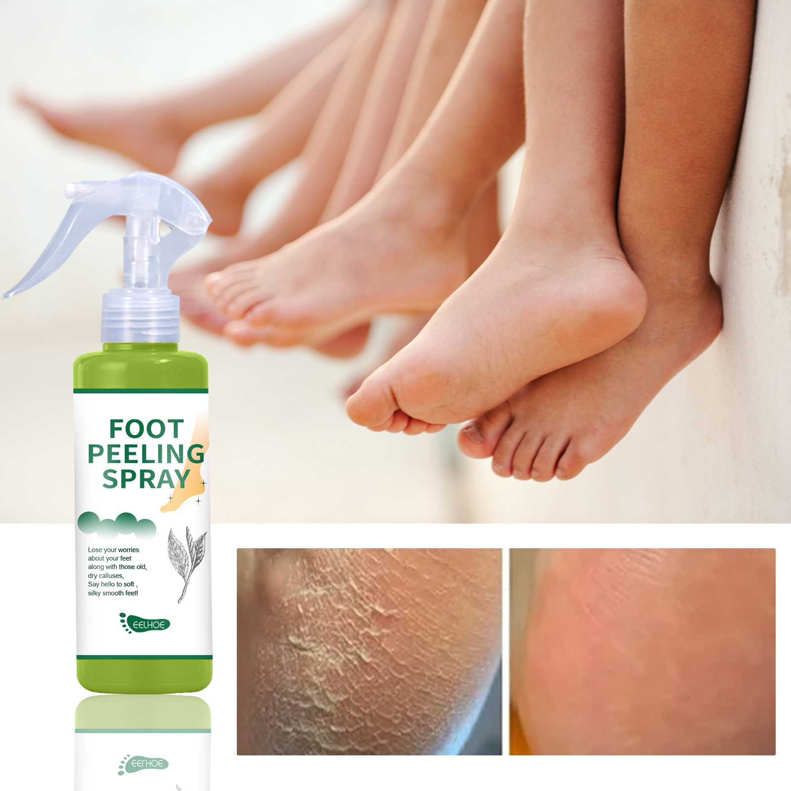 Wholesale Hot Sell Foot Skin Care Care Vegan Cracked Heels Dead Skin Calluses Exfoliate Peeling Orange Oil Green Tea Spray