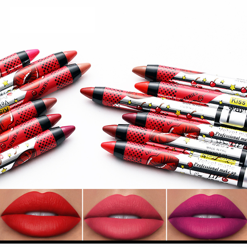 HM1902 New 12 Colors Velvet Matte Lipsticks Waterproof Long Lasting Sexy Red Lipstick No-Stick Cup Makeup Lip Tint Pen