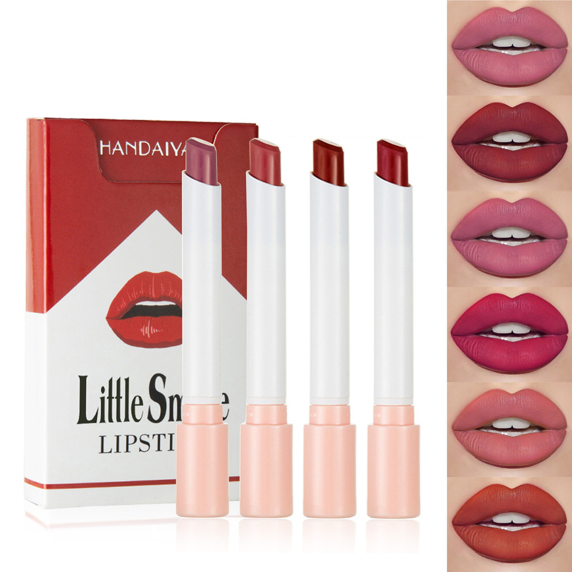 HM53 HANDAIYAN 4pcs/Set Cigarette Tube Matte Velvet Long Lasting Waterproof Moisturizing Lipstick