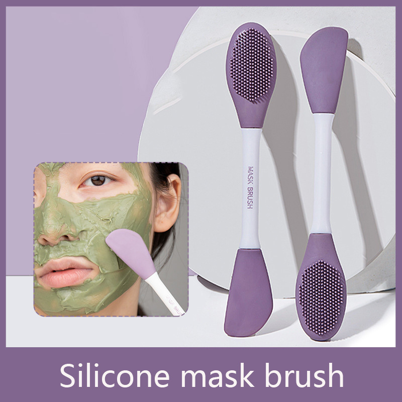 Hot Selling Purple Facial Mask Spatula Double Sided Cosmetic Soft Silicone Face Mask Brush