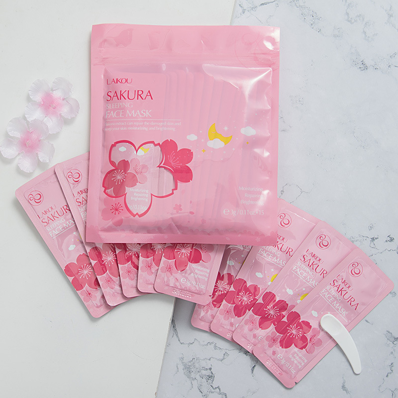 HM1812 LAIKOU Hydrating Moisturizing Repairing Brightening Firming Anti Wrinkle Sakura Sleeping Face Mask