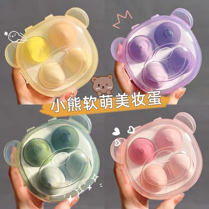 Cute Bear Makeup Beauty Sponge Blender Private Label Water Sponge Beauty Makeup Egg Sponge Set