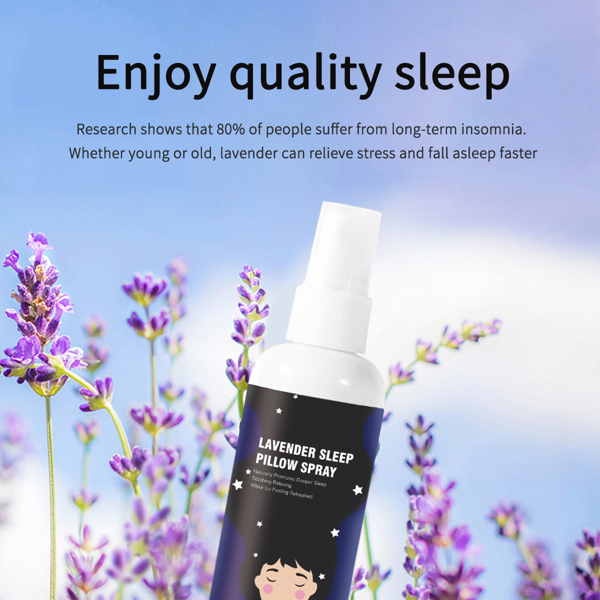 HM4508 Wholesale Label Lavender Sleeping Pillow Spray Perfume Spray Chloroform Essential Oil Deep Sleep Pillow Spray