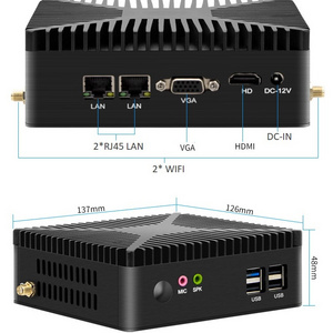 Manufacturer mini Firewall Router J4125 j1900 j1800 DDR3 2*com Fanless Industrial Computer Ubuntu Mini server PC