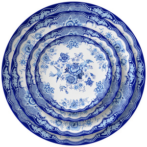 Ceramic Wedding Plates Blue And White Flower Event Dinner Plate Porcelain Bone China Charger Plate Set