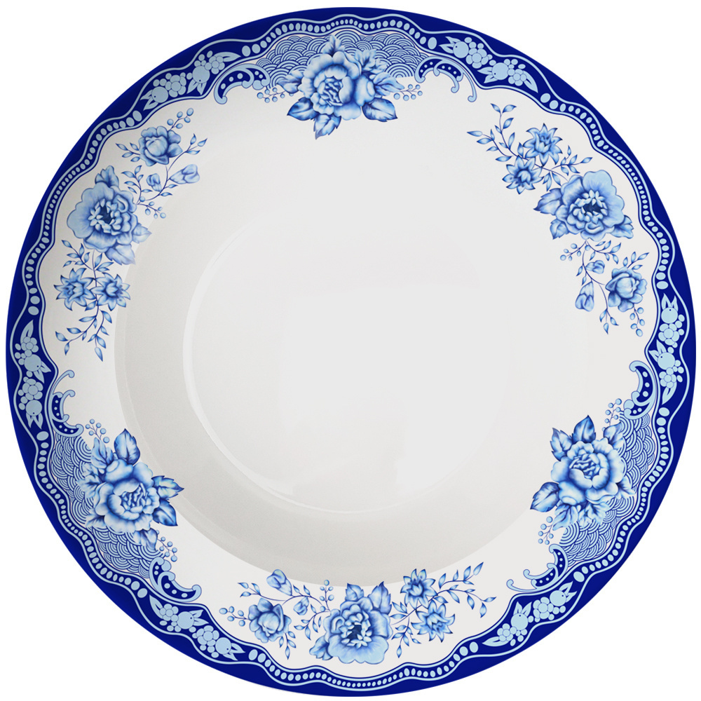 Ceramic Wedding Plates Blue And White Flower Event Dinner Plate Porcelain Bone China Charger Plate Set