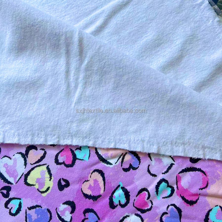 Custom Digital Printed soft thick 360GSM 100% Cotton fleece backed french terry fabric