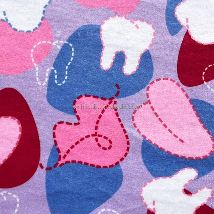 Custom digital Printed 100% polyester Minky plush fabric by the yard for baby blanket dress