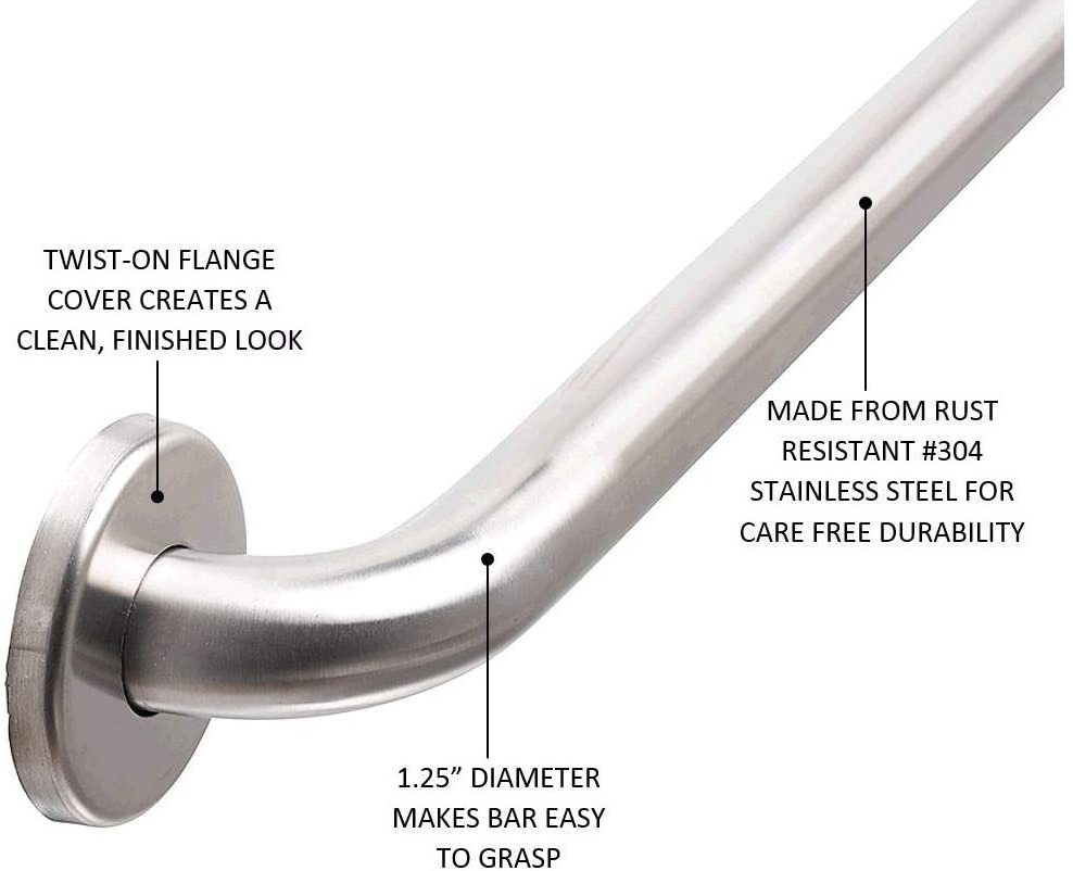 Custom ADA Grab Bar 304 Stainless Steel Handrail Support 500 LBS Bathtub Rails Bathroom Safety Handrail for Elderly