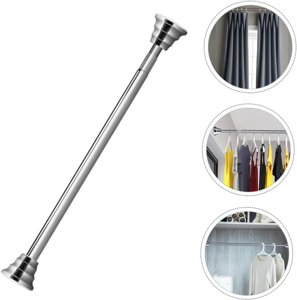 Custom Stainless Steel Curtains Rod Without Drilling Extendable Shower Curtain Bar For Bathroom Shower Curtain Pole