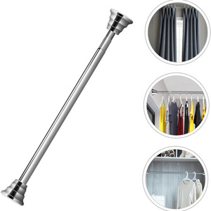 Custom Stainless Steel Curtains Rod Without Drilling Extendable Shower Curtain Bar For Bathroom Shower Curtain Pole