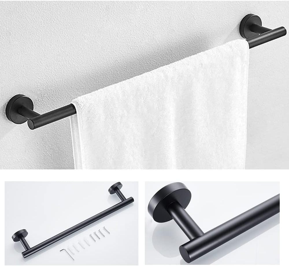 Matte Black Stainless Steel Bathroom Accessories Set 24