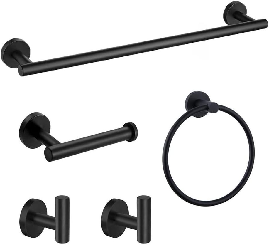 Matte Black Stainless Steel Bathroom Accessories Set 24